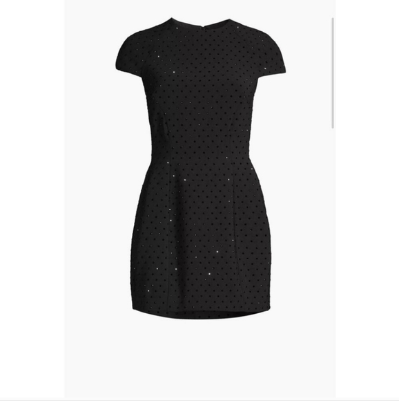Toccin Kristen Structured Black Rhinestone Embellished Short Sleeve Mini Dress - Picture 11 of 11